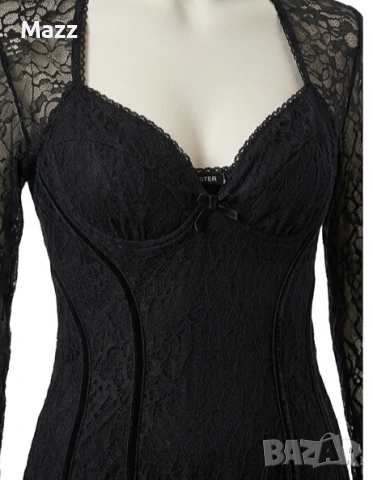 Дантелена черна рокля, снимка 2 - Рокли - 54291394