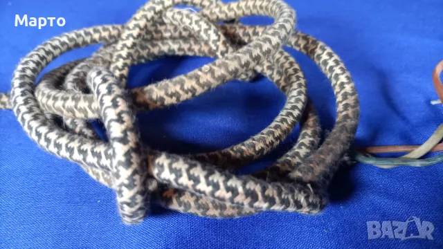 Стар, ретро, кабел, троен, многожилен, текстилна оплетка, снимка 6 - Антикварни и старинни предмети - 50189287