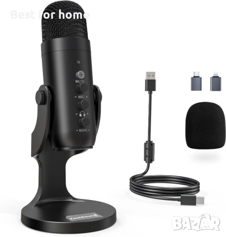 Plug&Play геймърски микрофони за PS 4 и 5. с изход за слушалки и контрол на силата на звука