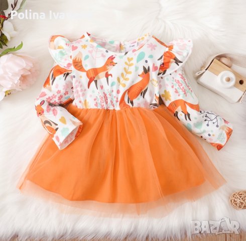 Бебешка рокличка с лисички, снимка 2 - Бодита за бебе - 42785494