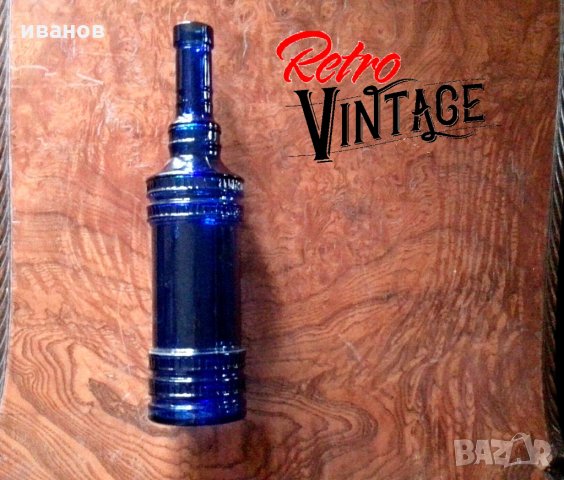 бутилка синьо стъкло 1л., снимка 1 - Антикварни и старинни предмети - 30255638