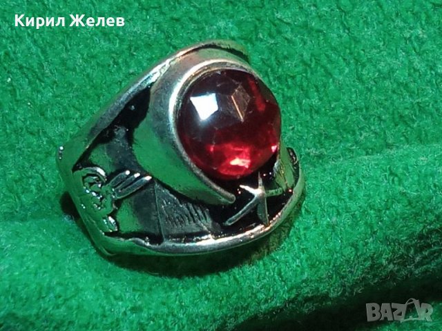 АРИСТОКРАТИЧЕН ПОСРЕБРЕН СКЪПОЦЕНЕН ВИНТИДЖ АРТ ПРЪСТЕН БЛАГОРОДНА СТОМАНА с ФАСЕТИРАН ГРАНАТ 27594