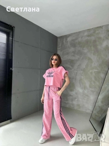 НАМАЛЕН Дамски Памучен Комплект Adidas, снимка 2 - Спортни екипи - 52905649