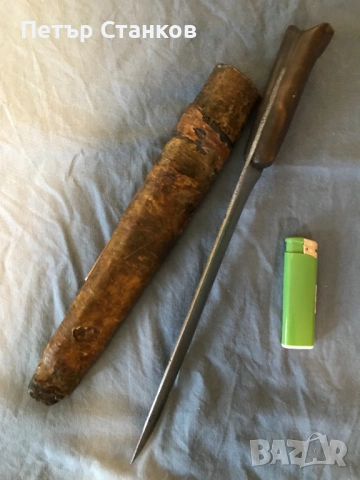 Стар овчарски нож с кания, каракулак, снимка 2 - Антикварни и старинни предмети - 54025590
