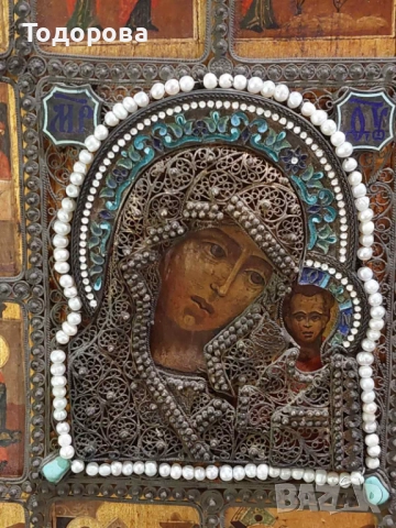 Лот сребърни икони Царска Русия,икона ,емайл/златна сребърен сребро 84/12000 евро, снимка 14 - Икони - 51951319
