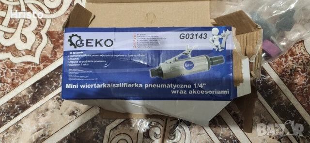 Мини пневматичен прав шлайф GEKO G03143, 25000 об./мин, 6.3 бара