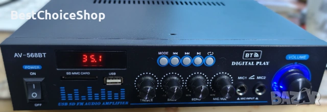 Мини Hi-Fi усилвател Bluetooth 5.0 с FM радио и USB вход – Портативен, снимка 4 - Ресийвъри, усилватели, смесителни пултове - 53101266