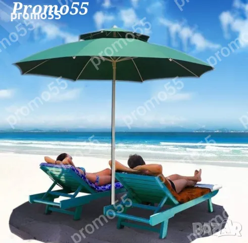 Качествен чадър 220см. с двоен покрив за стабилност при вятър, снимка 13 - Градински мебели, декорация  - 49615173