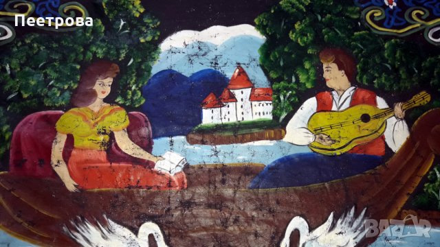 Оригинален ръчно рисуван ковьор за стена, началото на 20-ти век., снимка 2 - Антикварни и старинни предмети - 33836690