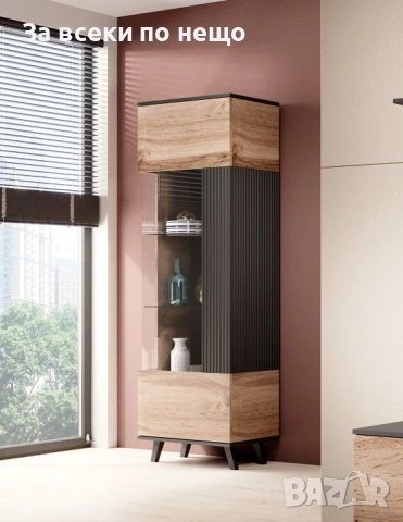 Витрина RANDOM W-1 дъб вотан/черно Код P1345