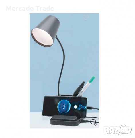 Настолна лампа Mercado Trade, 3 в 1, USB, Черен