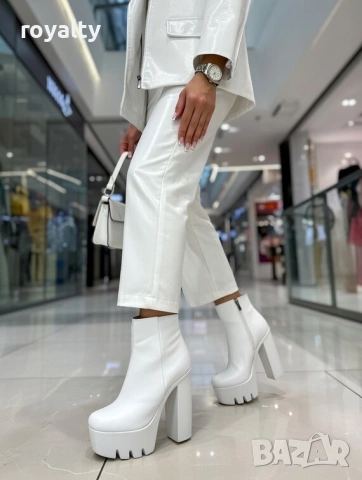 Боти на ток - бяла кожа , снимка 6 - Дамски боти - 53282718