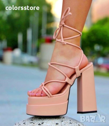 Сандали на ток - пудра кожа - FM25, снимка 2 - Сандали - 40883398