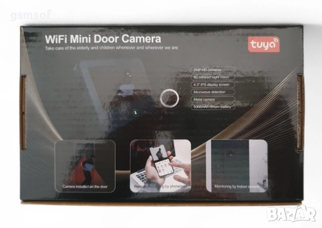 Wi-Fi камера за шпионка с вътрешен дисплей, Full HD, Tuya, Smartlige, снимка 6 - IP камери - 52704933