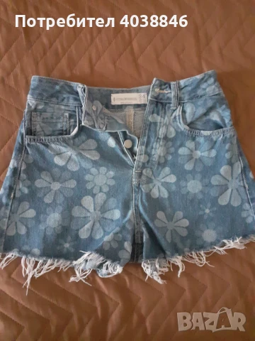 Дънкови панталони на цветя, снимка 2 - Къси панталони и бермуди - 51028511