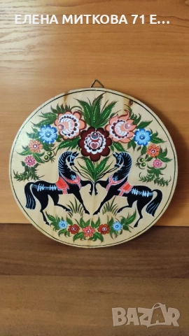 Старинно руско стенно пано Городецка живопис върху дърво