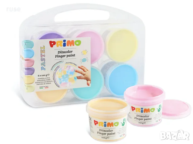 НОВИ! Бои за русуване с пръсти Primo Pastel 6x100гр Италия, снимка 8 - Рисуване и оцветяване - 49786058