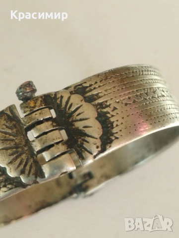 Стара сребърна гривна, снимка 3 - Антикварни и старинни предмети - 52957059