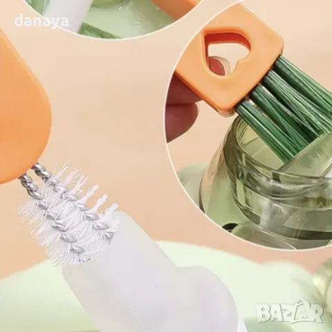 5737 3 в 1 Мини четка за почистване на тесни места в бутилки, снимка 9 - Мопове, кофи, четки и метли - 49138625