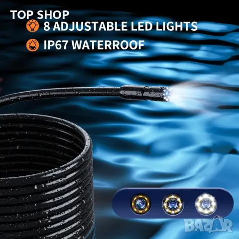 Ендоскопска камера със светлина бороскоп Ендоскоп с двойна леща 1080 HD камера за инспекция 8mm, снимка 5 - Друга електроника - 49064954