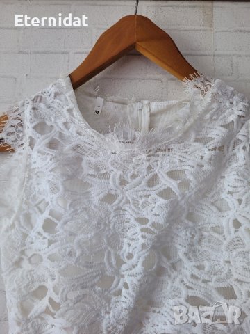 Официална дълга рокля в розово и бяло с дантела , снимка 3 - Рокли - 42840235