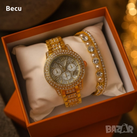 Дамски часовник с гривни – готово решение за ефектен подарък