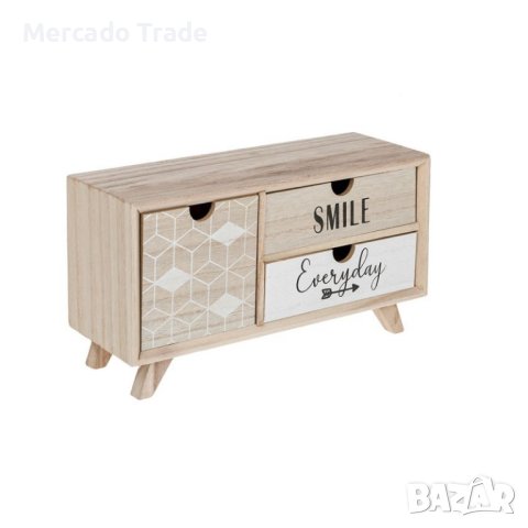 Декоративна кутия Mercado Trade, 3 чекмеджета, Дърво, Бежов, снимка 2 - Декорация за дома - 42550086