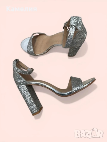 Брокатени обувки на ток