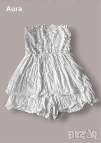 Strapless ruffled romper