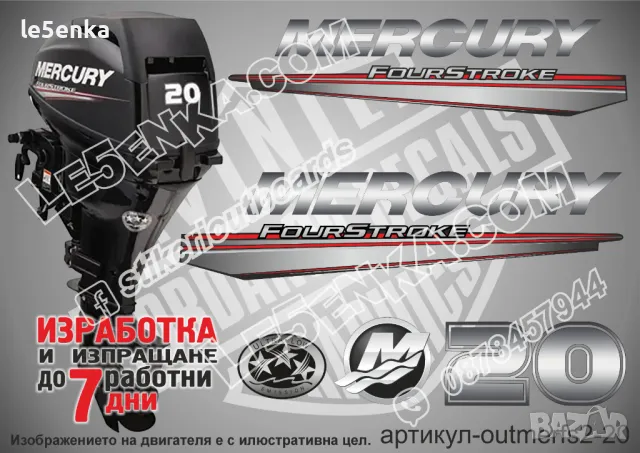 MERCURY 20 hp EFI 2013-2017 Меркюри извънбордов двигател стикери надписи лодка яхта outmerfs2-20