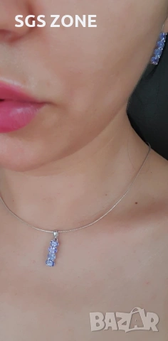 Висулка със естествен танзанит , снимка 2 - Колиета, медальони, синджири - 53024258