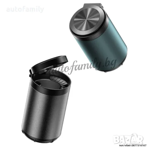 Пепелник за кола с капак - Черен, снимка 1