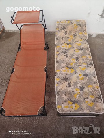 Шезлонг, сгъваем туристически походно легло с матрак за BIG BOY