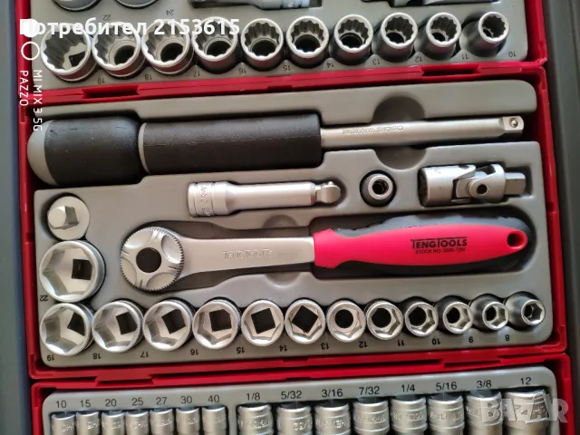 Teng tools тенг 1/4 ,3/8 , 1/2 гидория професионални вложки  отвертки ключове, снимка 6 - Куфари с инструменти - 48539656
