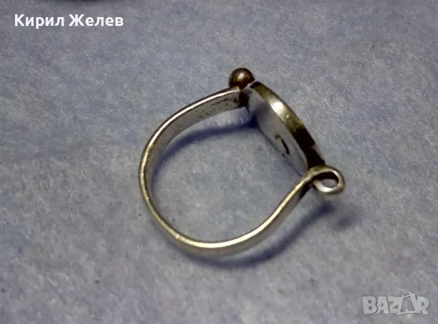 СТАР РЕТРО АРТ СЕДЕФЕН СРЕБЪРЕН ПРЪСТЕН СРЕБРО ВИСОКА ПРОБА с РЪЧНО ИНКРУСТИРАН СЕДЕФ 47160, снимка 3 - Антикварни и старинни предмети - 50136456