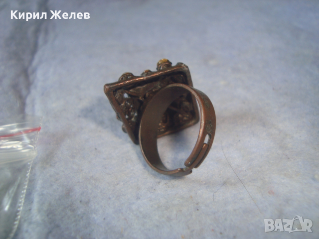 МЕСИНГОВ РЕТРО - ВИНТИДЖ СКЪПОЦЕНЕН АРТ ДЕКО ПРЪСТЕН с ЦИРКОН и ЦИТРИН РЕГУЛИРУЕМ 20503, снимка 9 - Пръстени - 36421204