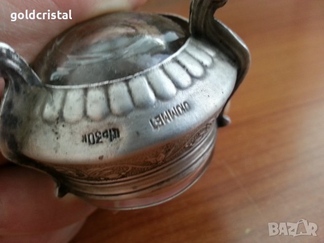 Руски посребрен съд за хайвер , снимка 3 - Антикварни и старинни предмети - 36982354