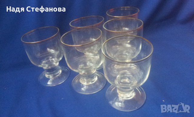 Ретро чаши за бяло вино  SILVIA, златни кантове, тънкостенни, снимка 5 - Антикварни и старинни предмети - 37828226