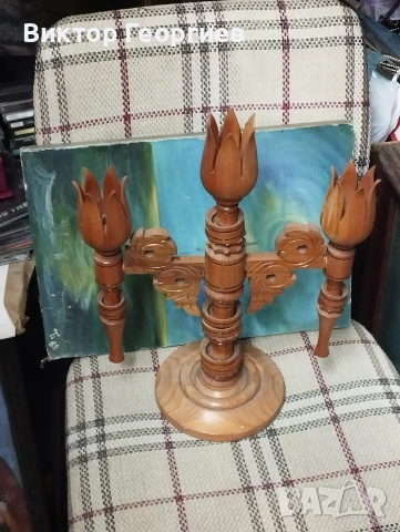 Красив голям свещник -дърворезба., снимка 2 - Декорация за дома - 53293507