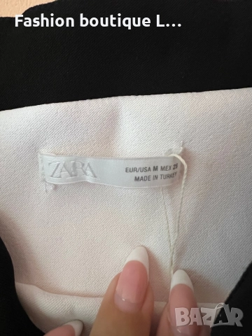 Zara нова елегантна бяла рокля с черни презрамки и страничен цип М размер нова с етикет 🖤🤍, снимка 4 - Рокли - 52235745