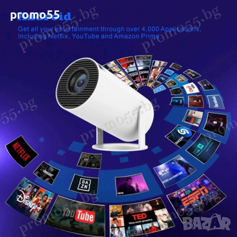 Безжичен Проектор 10 000 Вградени Игри Безжичен Стрийминг до Платформи, снимка 3 - Плейъри, домашно кино, прожектори - 52596270