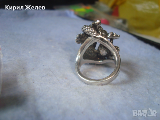НЕО-ГОТИЧЕСКИ ФИГУРАЛЕН ЗМИЕВИДЕН КРИСТАЛЕН ПЕРЛЕН ПОСРЕБРЕН ПРЪСТЕН 26454, снимка 11 - Пръстени - 36421748