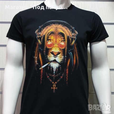 Нова мъжка тениска с дигитален печат Лъв хипи пушач, снимка 5 - Тениски - 30233846