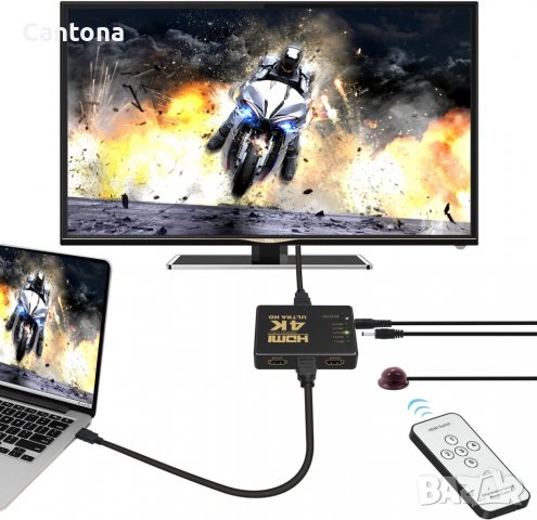 GANA 4K, 3D HDMI сплитер, 5 в 1 с IR дистанционно, снимка 4 - Други - 38312200