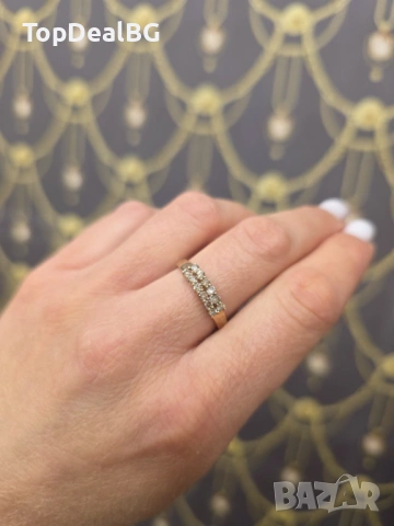 Златен пръстен с диамант, снимка 4 - Пръстени - 53964099