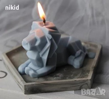3D Геометричен лъв силиконов молд форма калъп фондан шоколад гипс свещ, снимка 2 - Форми - 38029369