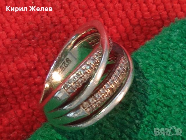 ПРЕКРАСЕН СКЪПОЦЕНЕН СРЕБЪРЕН ПРЪСТЕН СРЕБРО 925 с БЯЛА ПОЗЛАТА и ИСКРЯЩИ КРАСИВИ ЦИРКОНИ 44272, снимка 5 - Пръстени - 45574946