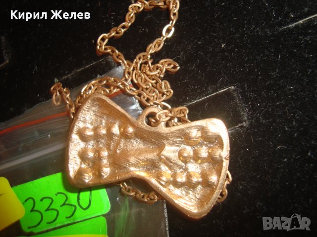 РЕТРО ПОЗЛАТЕН МЕДАЛЬОН ПАПИЙОНКА с ФАСЕТ КРИСТАЛИ и ВЕРИЖКА 3330, снимка 8 - Колиета, медальони, синджири - 30580792