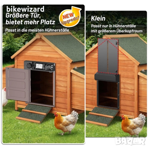 Автоматична врата за пилета със соларно зареждане таймер и дистанционно управление – голям размеНОВА, снимка 5 - За селскостопански - 52819280