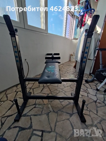 Мултифункционална сгъваема лежанка + прав лост + тежести + ръкохватки за дъмбели, снимка 6 - Фитнес уреди - 52159173